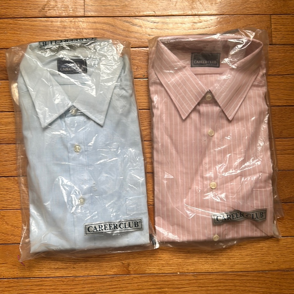 NEW Men’s Pin Stripe Shirts 16 and 16 1/2 Neck 33 Sleeve Career Club BUNDLE OF 2